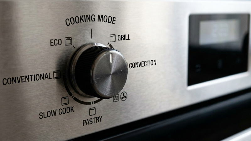 Laser annealing marking on a stainless steel control panel with text and symbols, without engraving the surface.